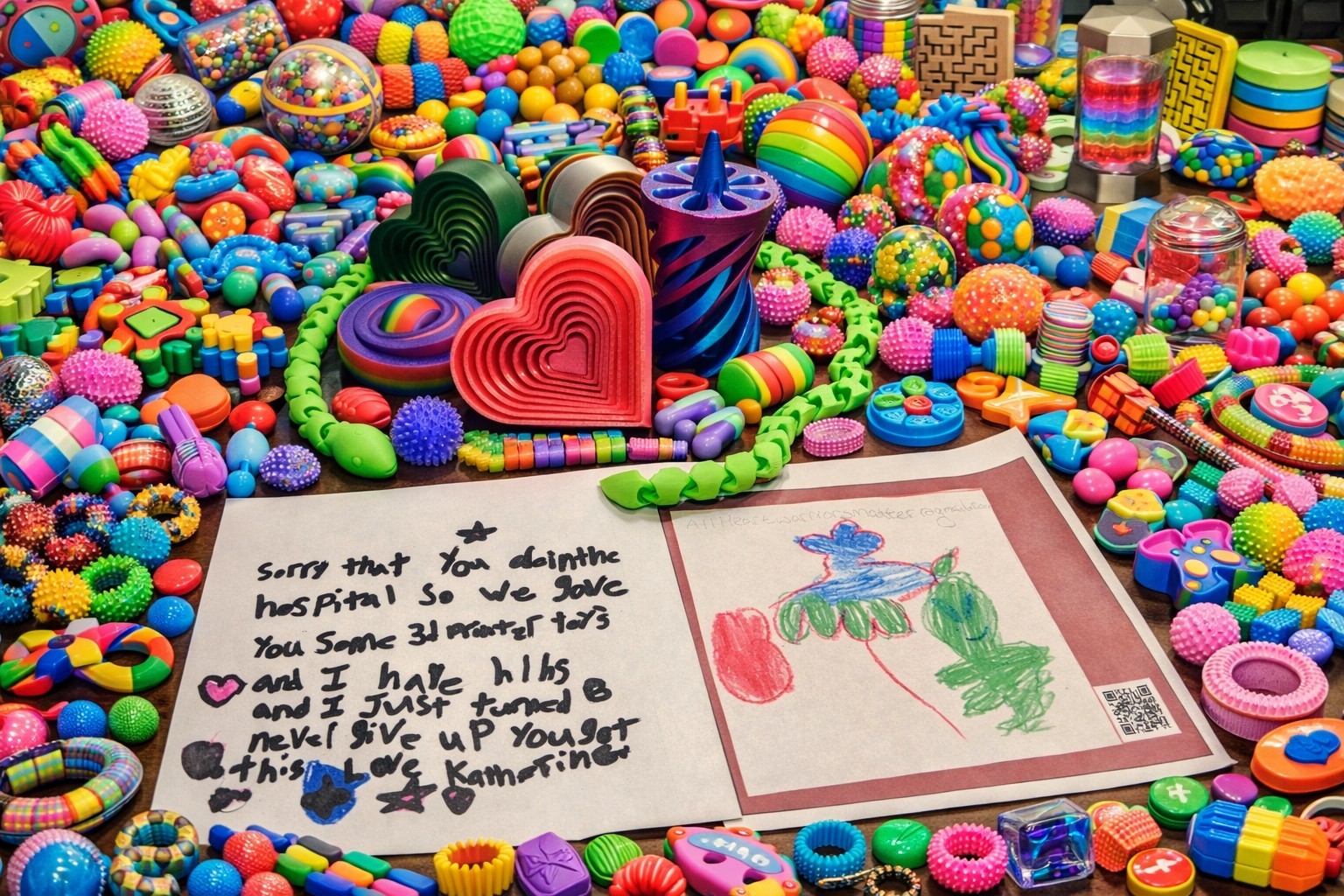 Colorful comfort items for Heart Warriors